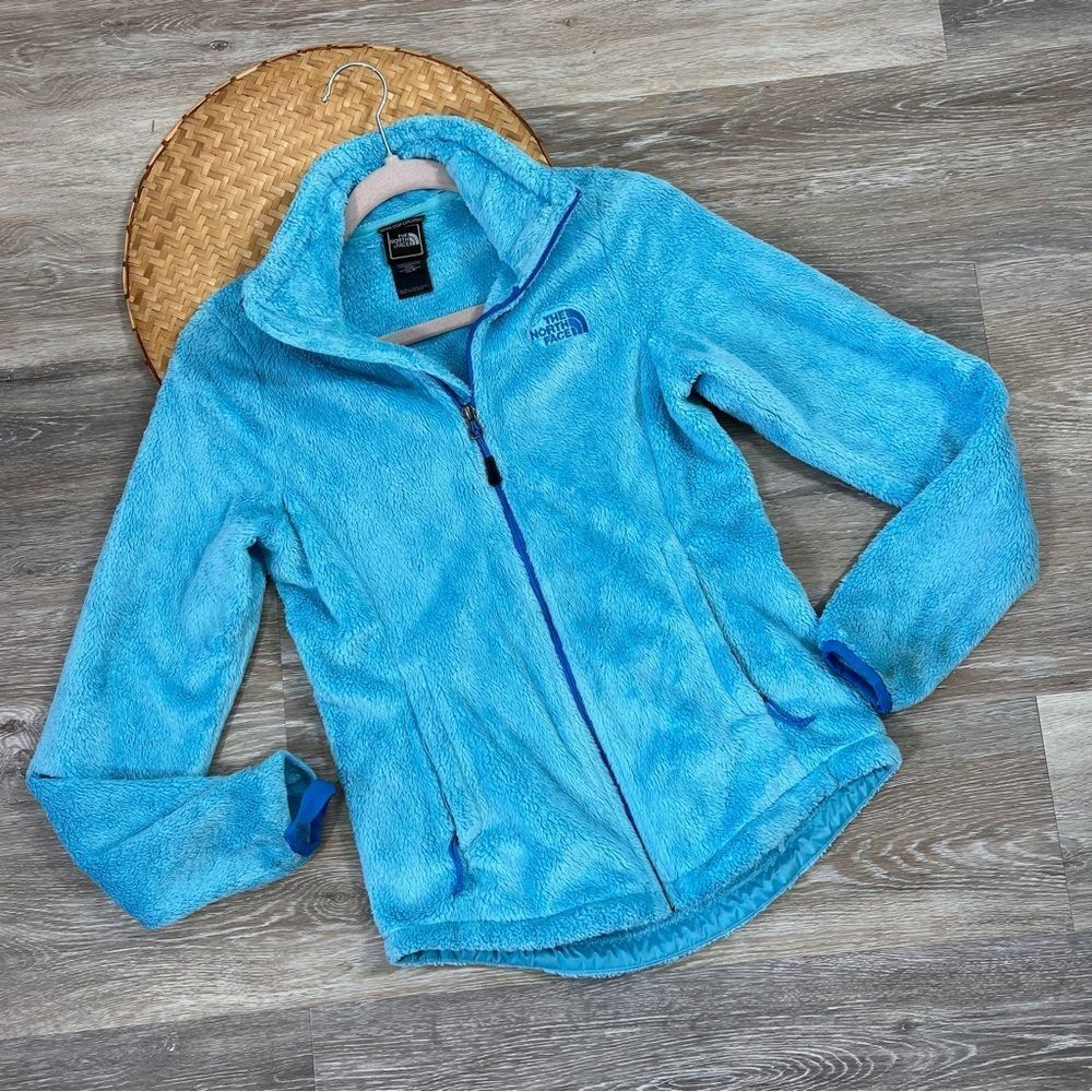 The north face‎ blue fuzzy zip up jacket